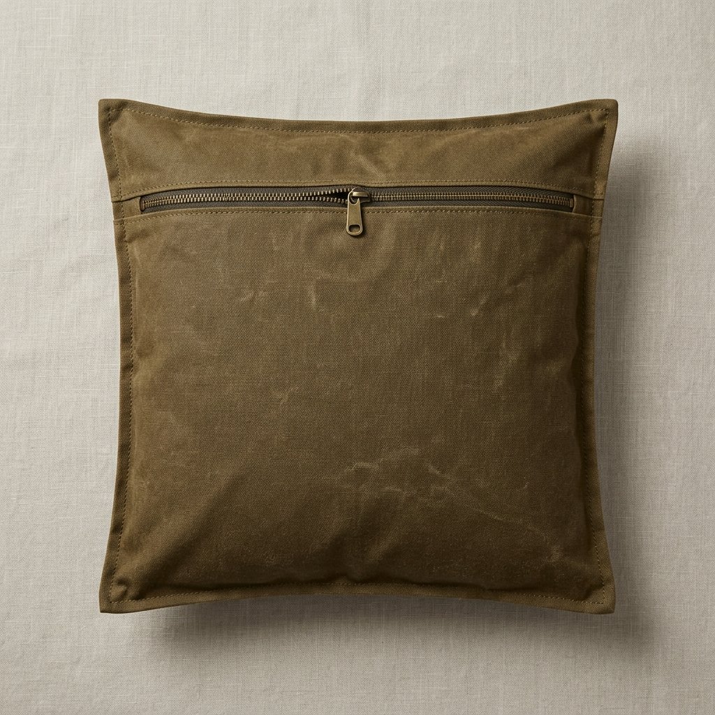 Waxed Canvas Cushion Cover, 18 in