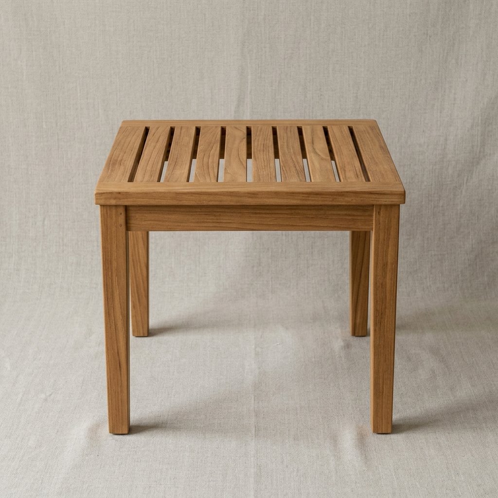 Teak Slat Side Table, 18 in