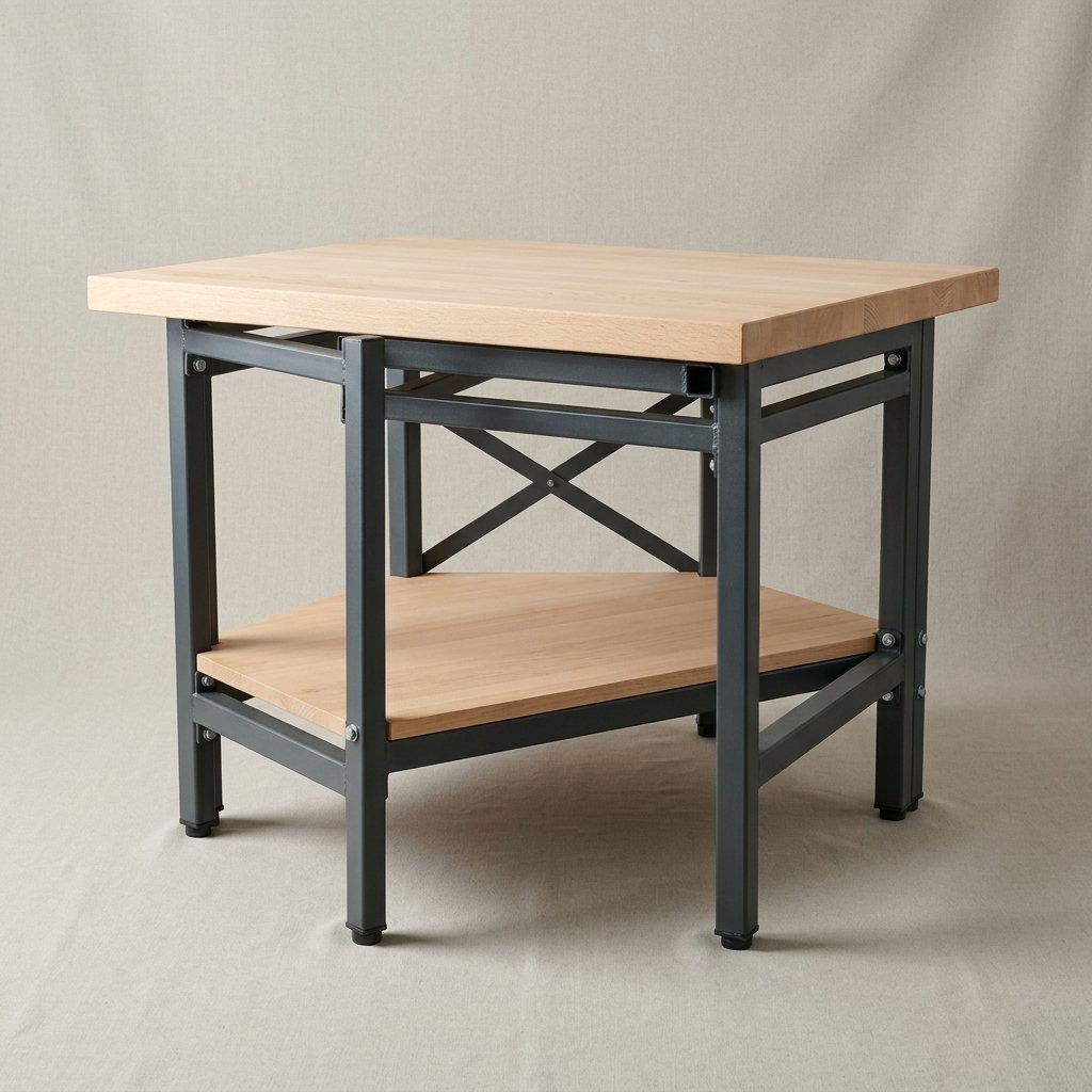 Steel Workbench with Wood Top, 5 ft